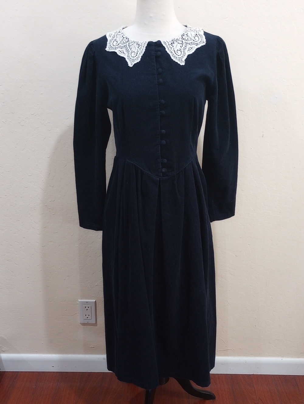 Laura Ashley Navy Blue Long Sleeve Dress, Size 4